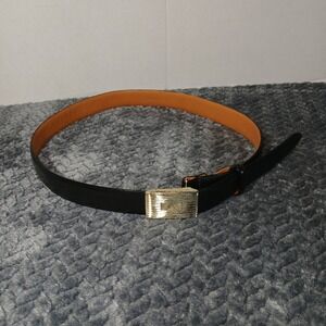 Lauren Ralph Lauren Italian‎ Leather Belt Gold/brass Buckle Black Size S
